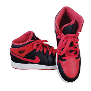 Air Jordan 1 Mid Youth Shoes Fire Red DQ8423-060 Size 5